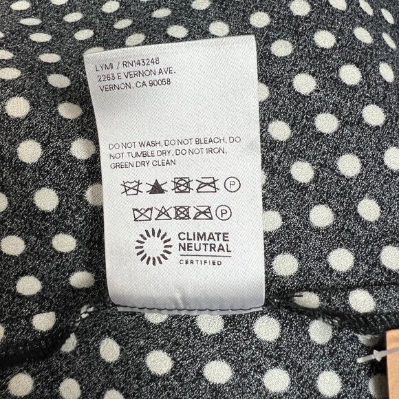 Reformation Beauden Midi Dress Womens 1X Black Polka Caviar Dot Ruched Crepe NEW - Picture 14 of 16